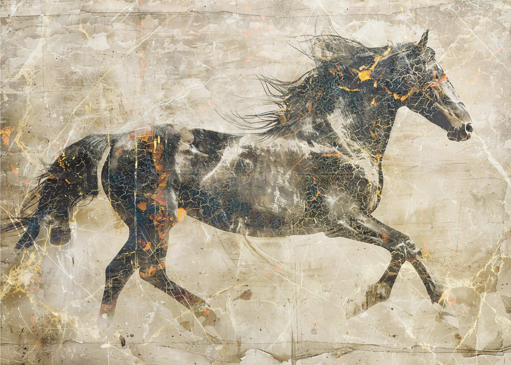 Abstract Art Canvas Print-wall-art-horse-vintage-art-illustration-03-48X36inches