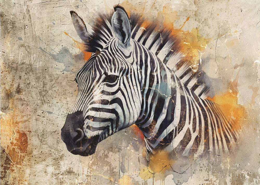 Abstract Art Canvas Print-wall-art-zebra-animal-vintage-art-illustration-wallart-06-48X36