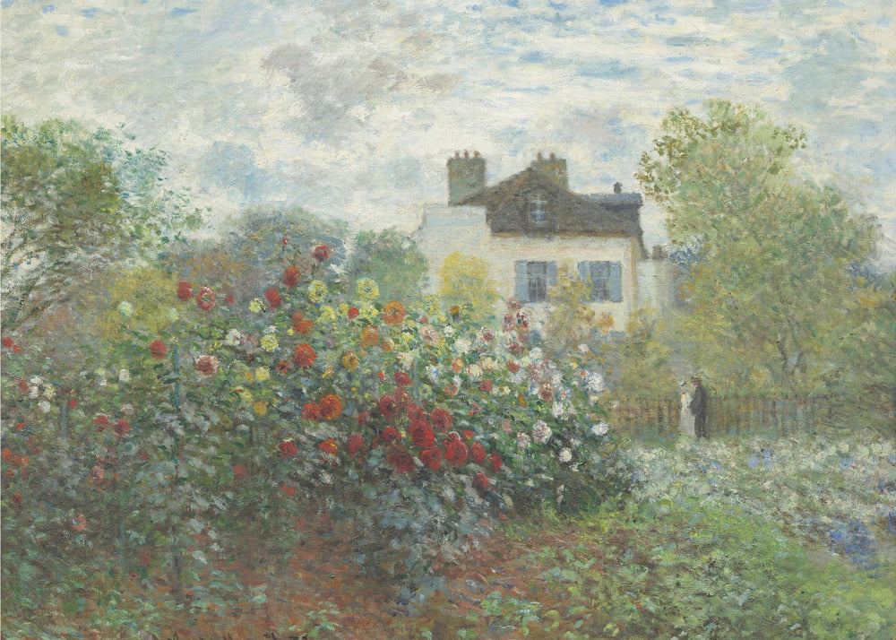 The Artist's Garden In Argenteuil, a Corner of the Garden With Dahlias (1873) Wall Artwork In Black Floating Frame