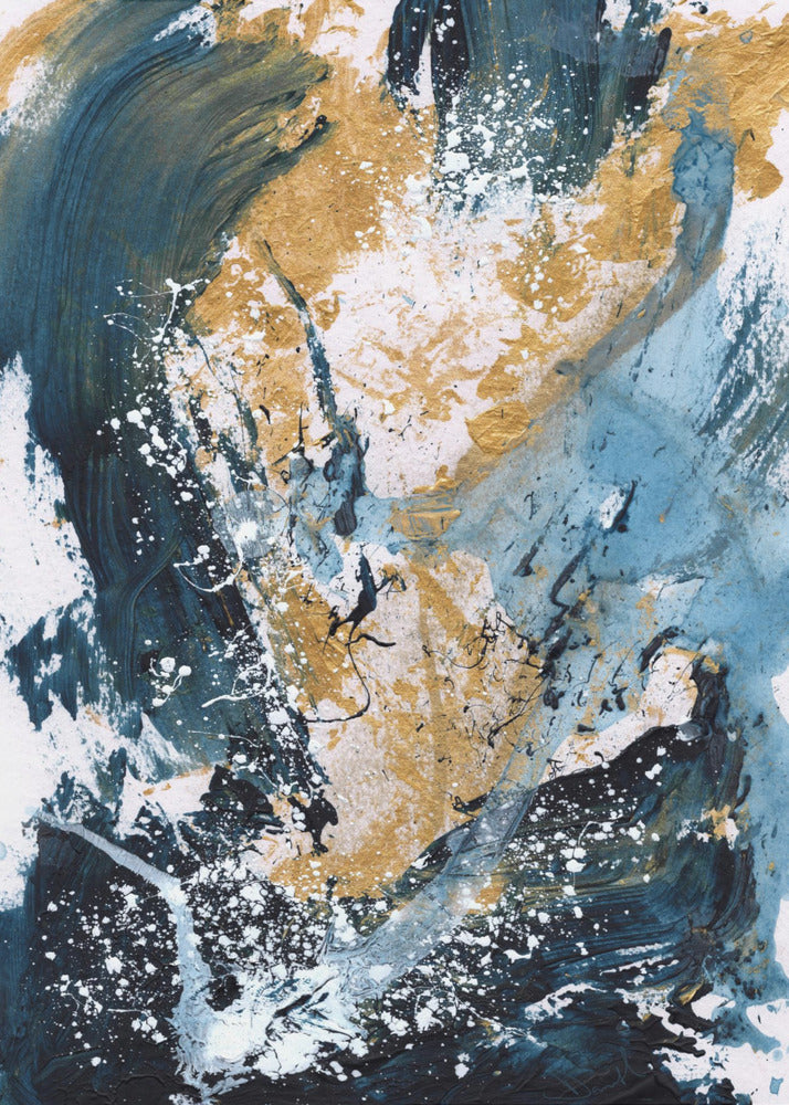 Golden Sea Wall Artwork In Black Floating Frame