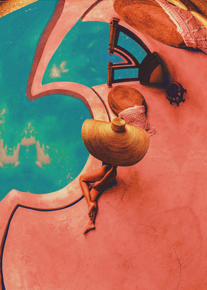 Poolside Wall Artwork In Black Floating Frame