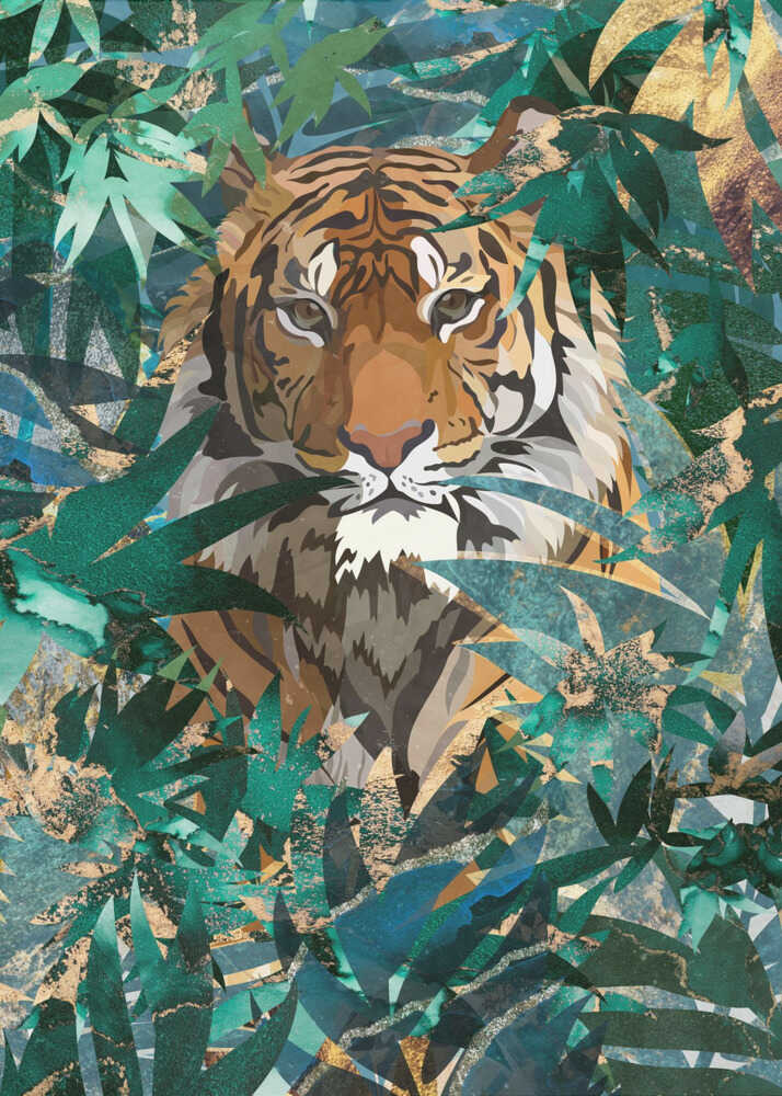 Wall art Tiger in the jungle 2