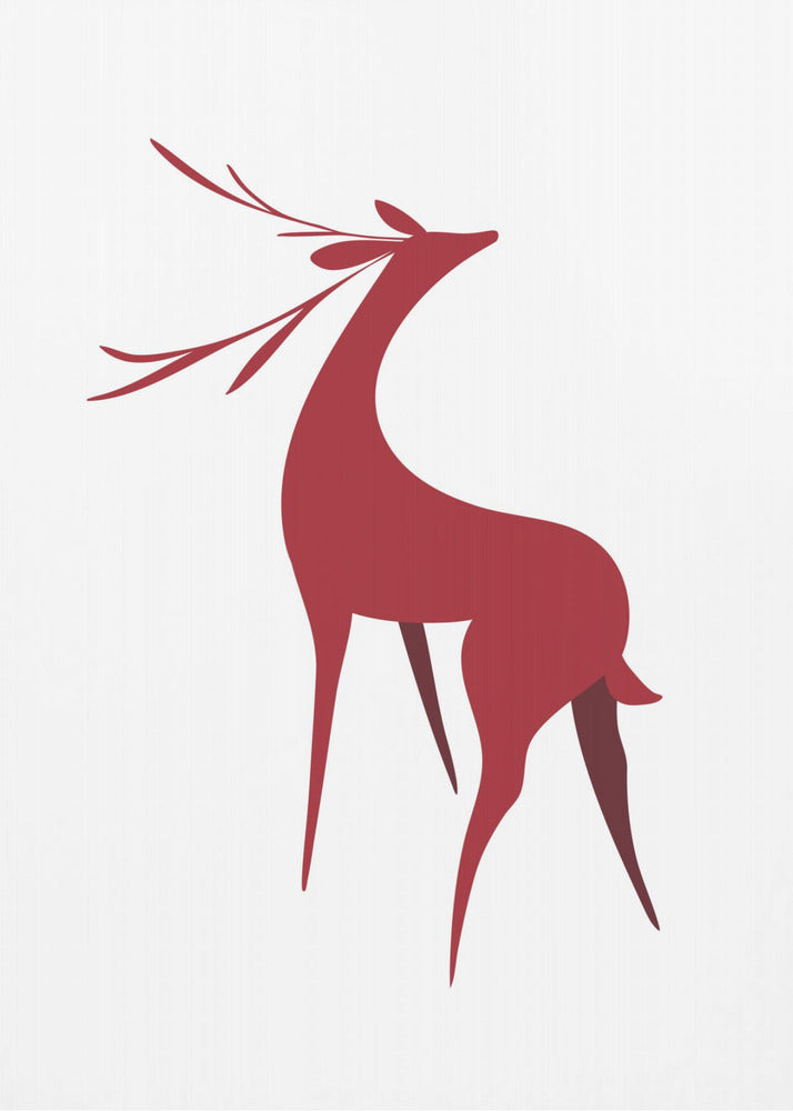 Wall art Stylized retro deer (red)