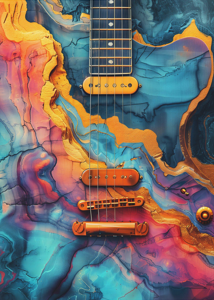 Music Guitar 6 Wall Artwork In Black Floating Frame