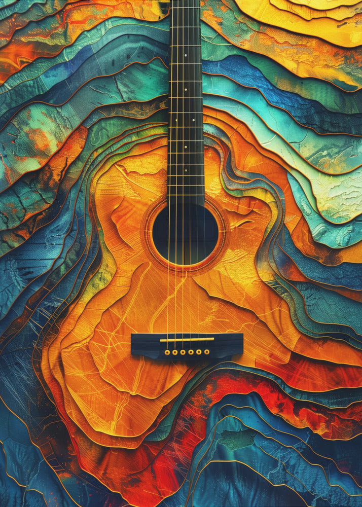 Music Guitar 9 Wall Artwork In Black Floating Frame
