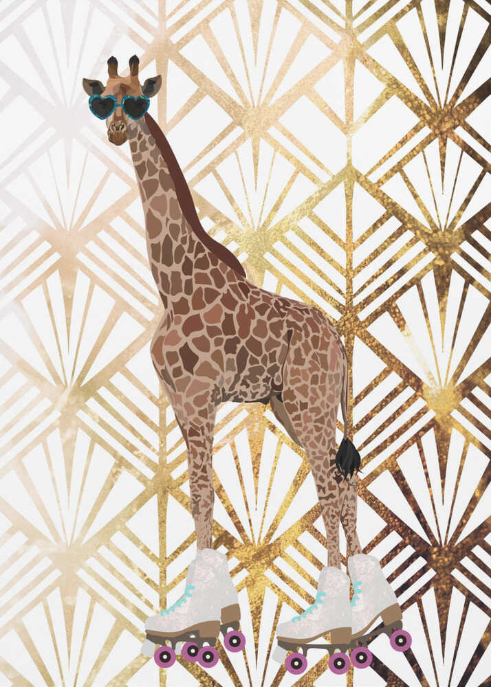 Wall art Giraffe Rollerskates Art Deco