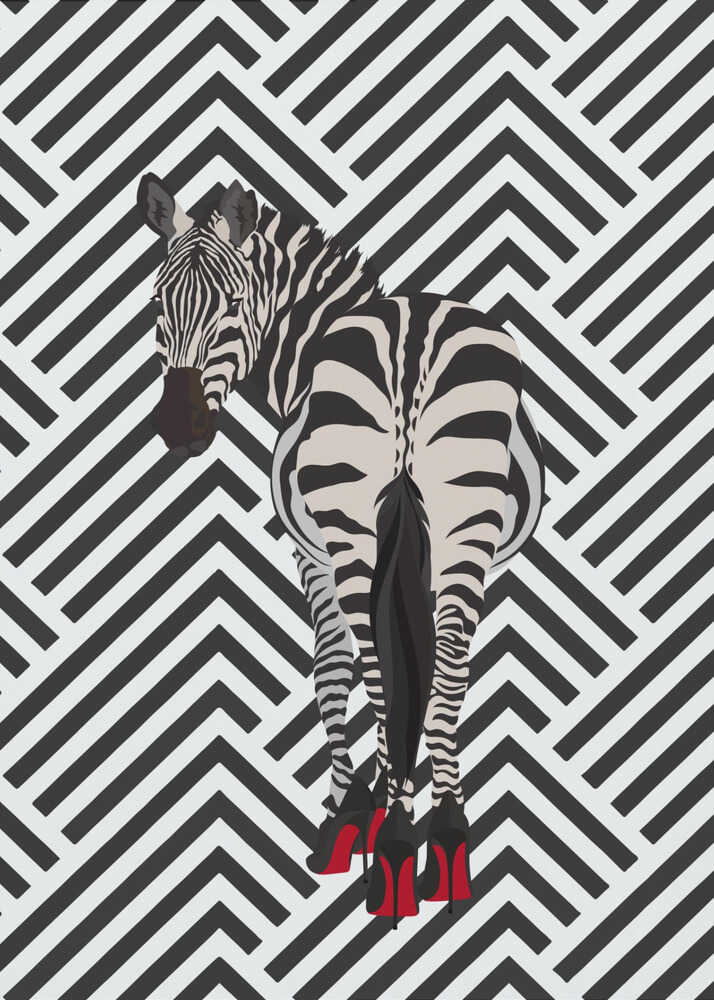 Wall art Zebra heels retro