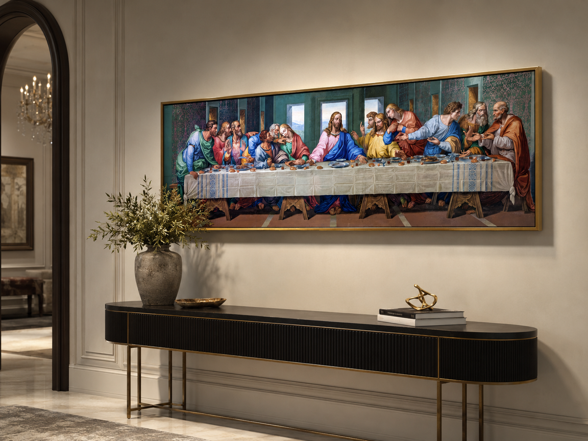 Last Supper Canvas Wall Art | Da Vinci Fine Art Print | RGB Varnish | Gallery Wrap & Gold Frame