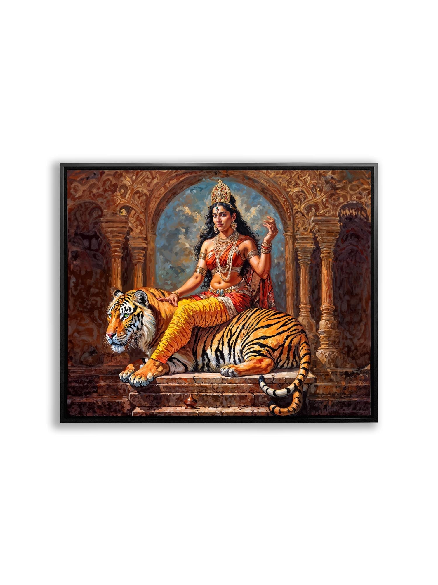 -Indian Art-Wall Art Parvati in Black Floating Frame