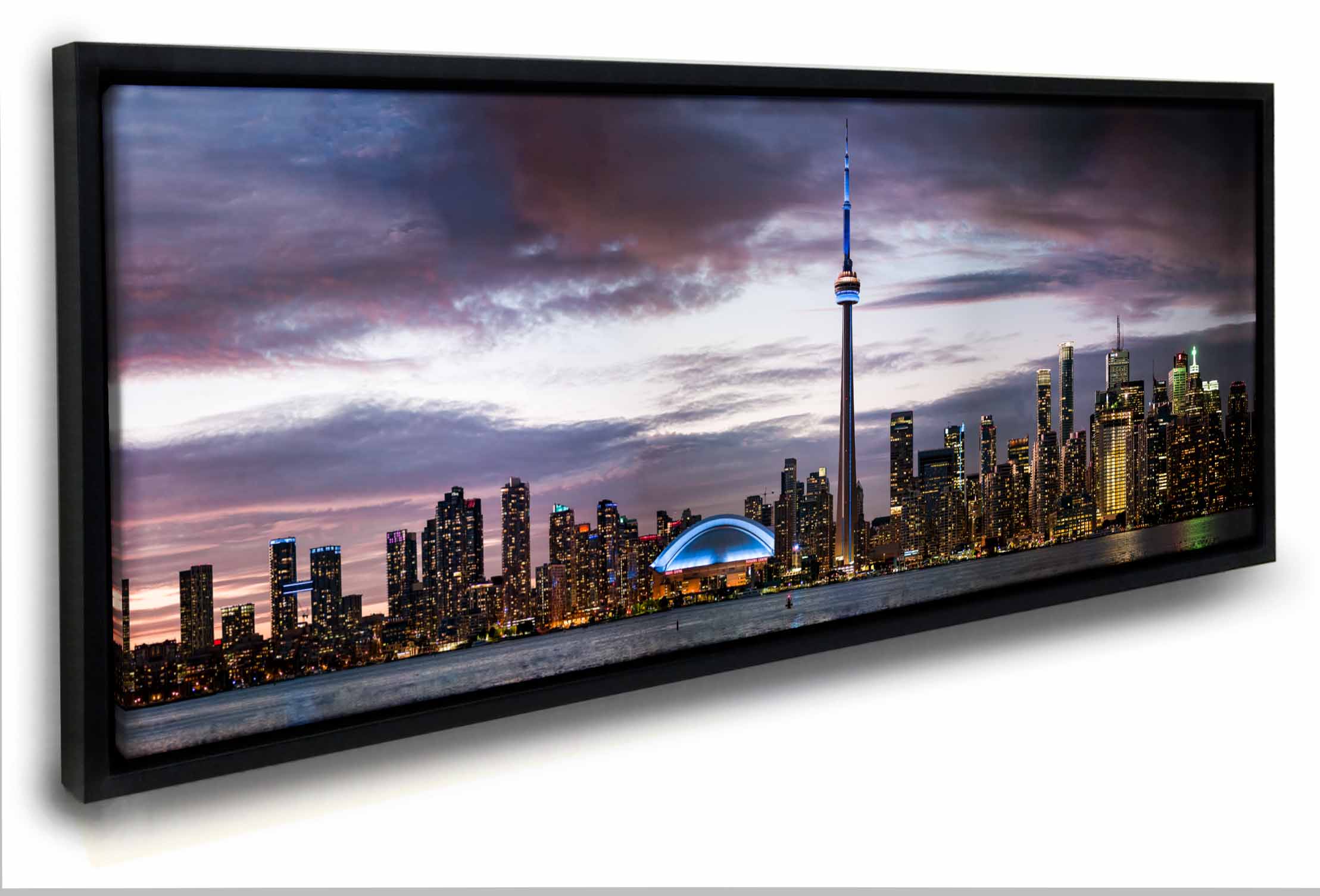 Large canvas print in black floating frame