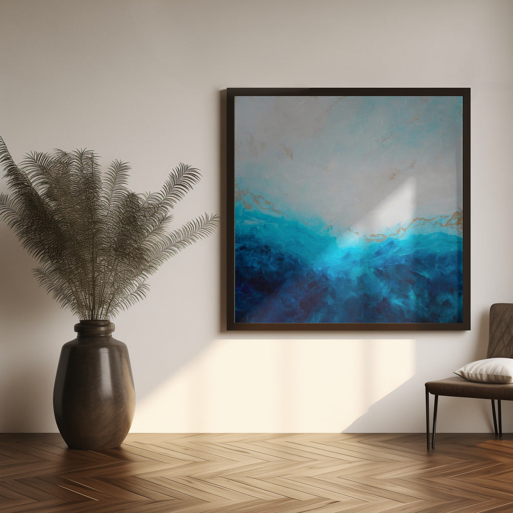 Wall art Blue Sea, golden Sunlight 1 Abstract