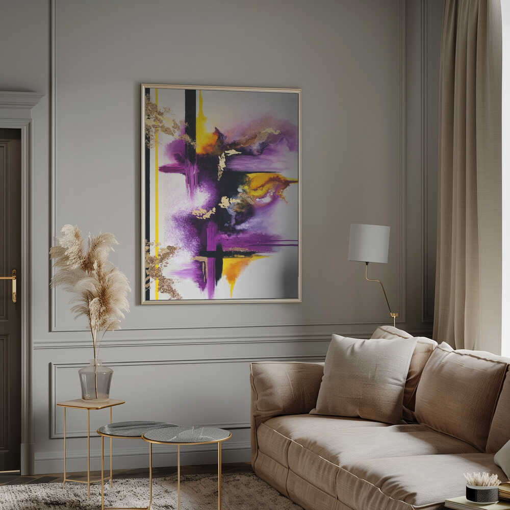 Wall art Geometric Purple and Yellow