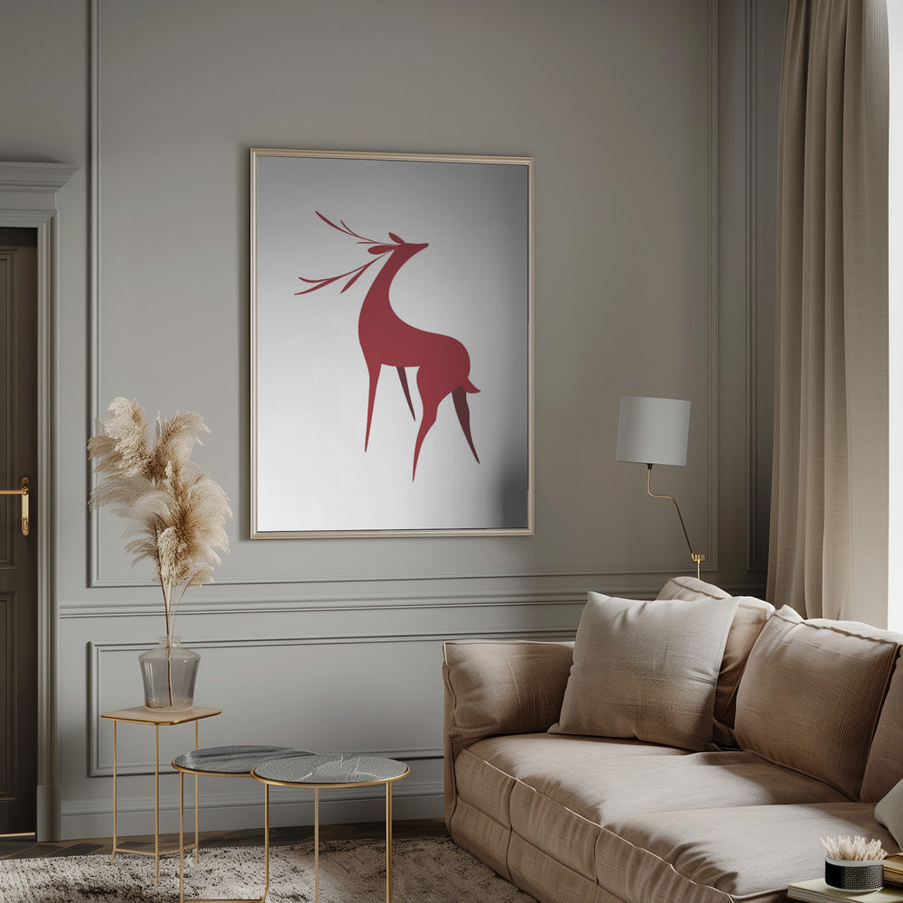 Wall art Stylized retro deer (red)