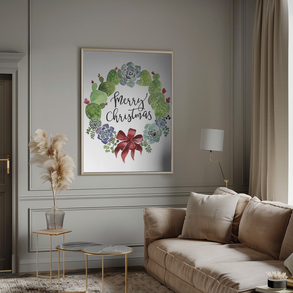 Wall art Cacti and succulent merry Christmas wreath