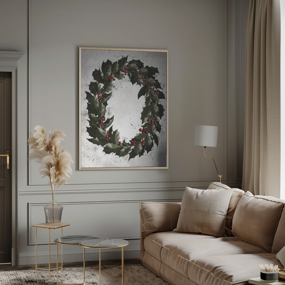 Wall art Splatters holly wreath