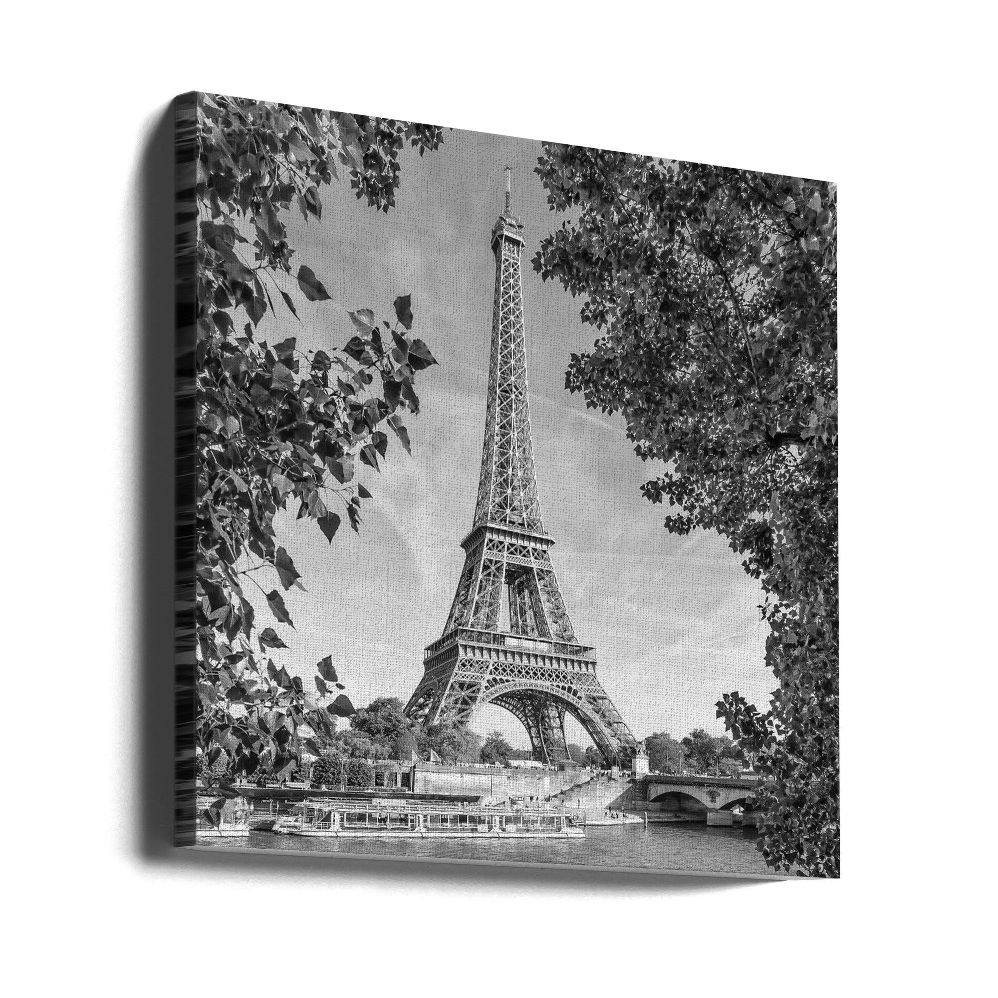 Wall art PARIS Eiffel Tower &amp; River Seine - Monochrome