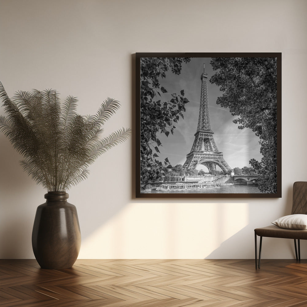 Wall art PARIS Eiffel Tower &amp; River Seine - Monochrome