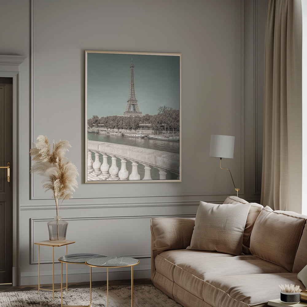 Wall art PARIS Eiffel Tower & River Seine | urban vintage style