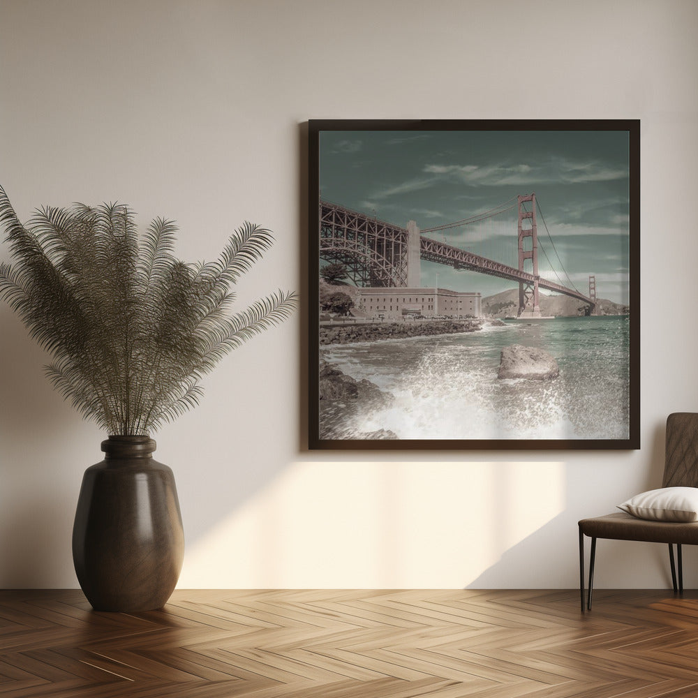 Wall art GOLDEN GATE BRIDGE Coastline Impression | urban vintage style