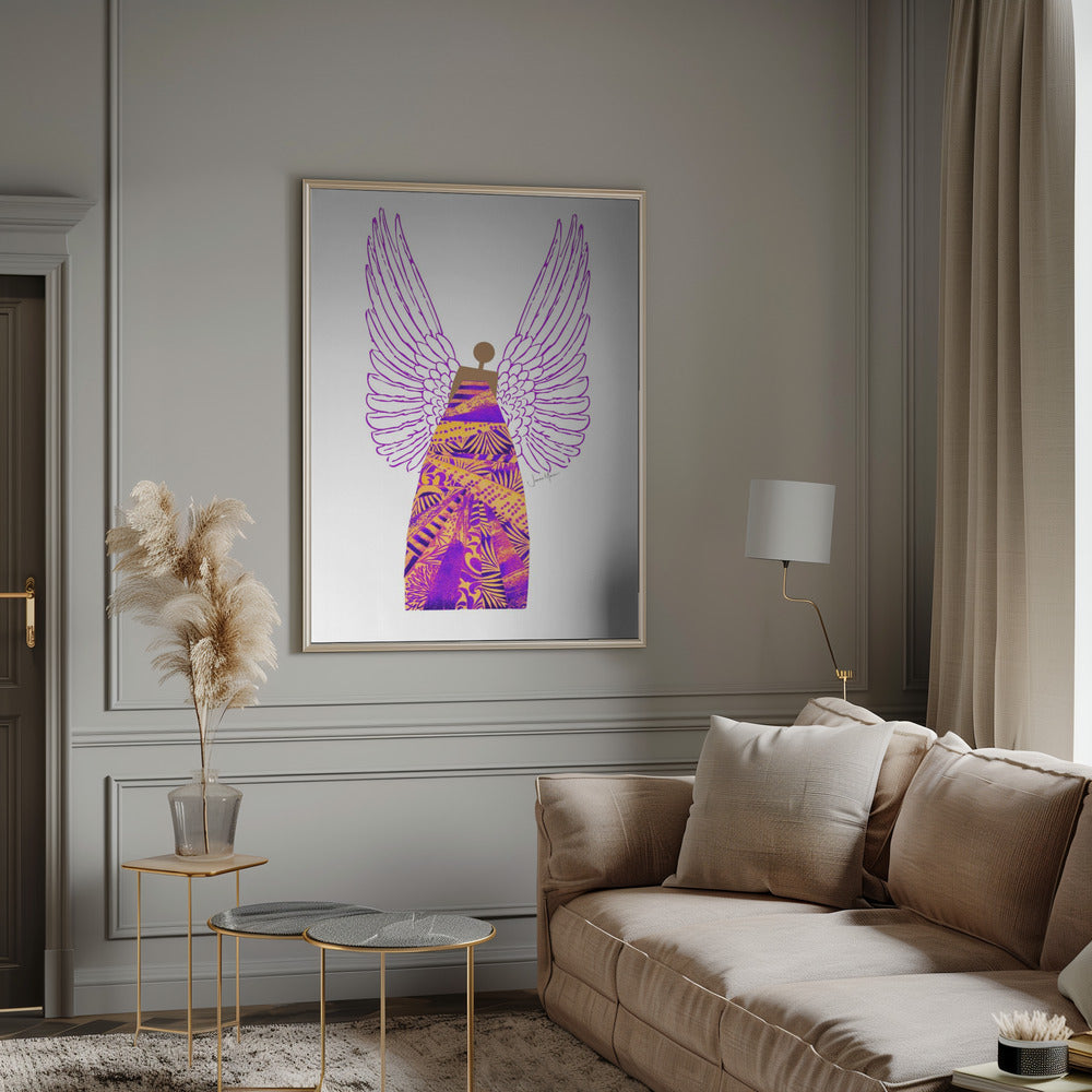 Wall art Angel in Purple &amp; Orange