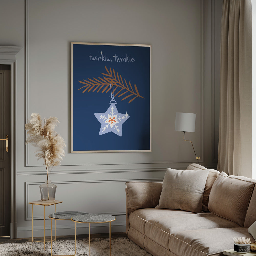 Wall art Cheerful twinkle Christmas star blue