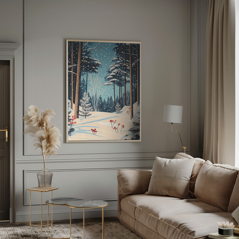 Wall art Christmas Snowy forest Canvas Print