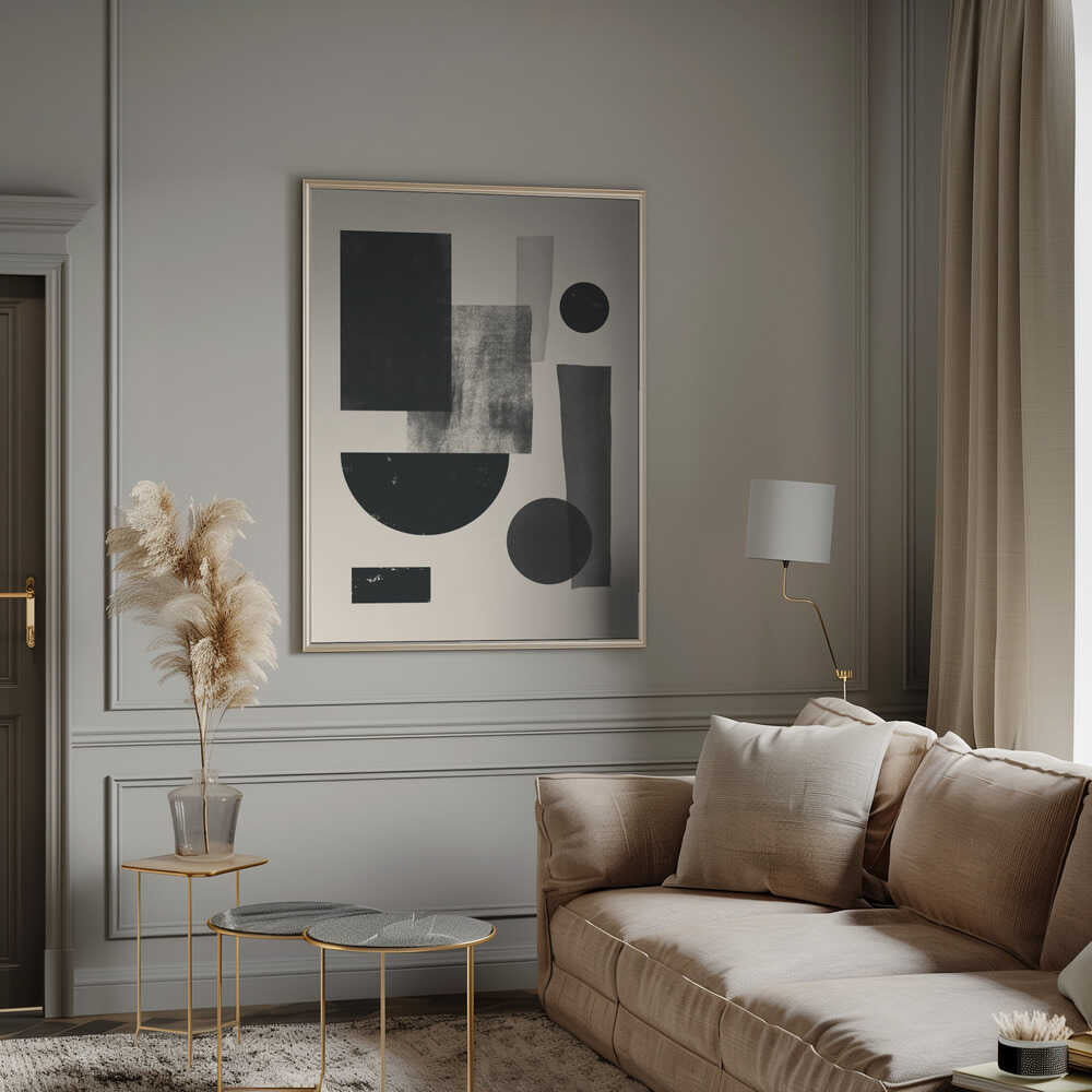 Wall art Black geometry collage