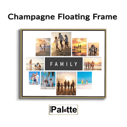 Example champagne floating frame for canvas printed at Canvas Palette