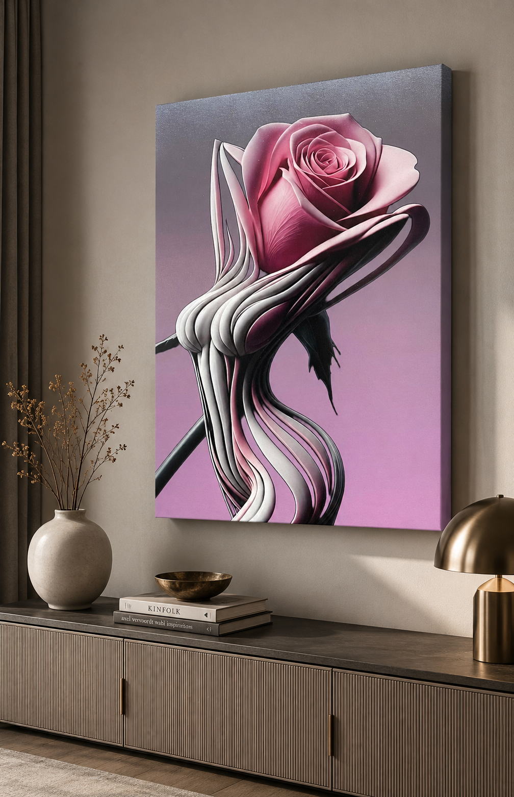 Sculpted Bloom – Contemporary Rose Canvas Wall Art