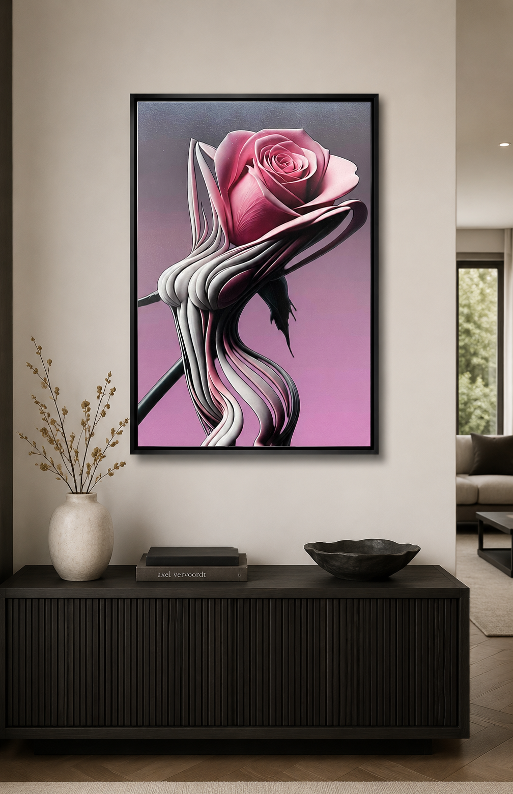 Sculpted Bloom – Contemporary Rose Canvas Wall Art