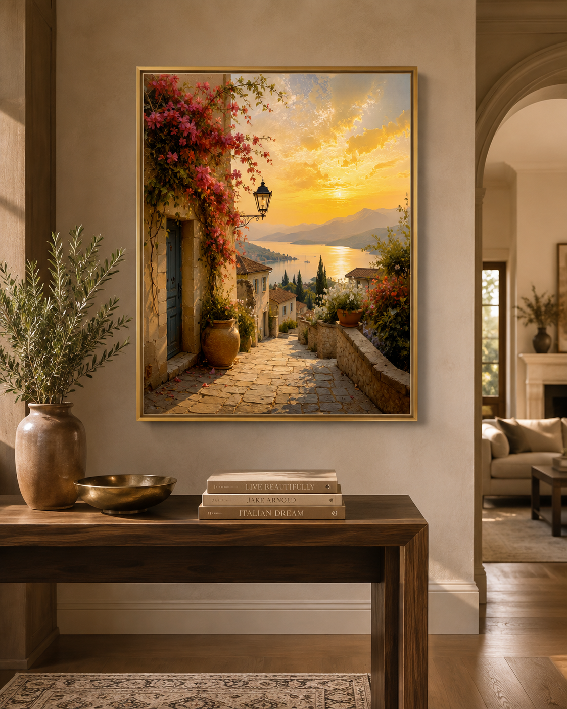 Mediterranean Coastal Canvas Wall Art | Golden Hour