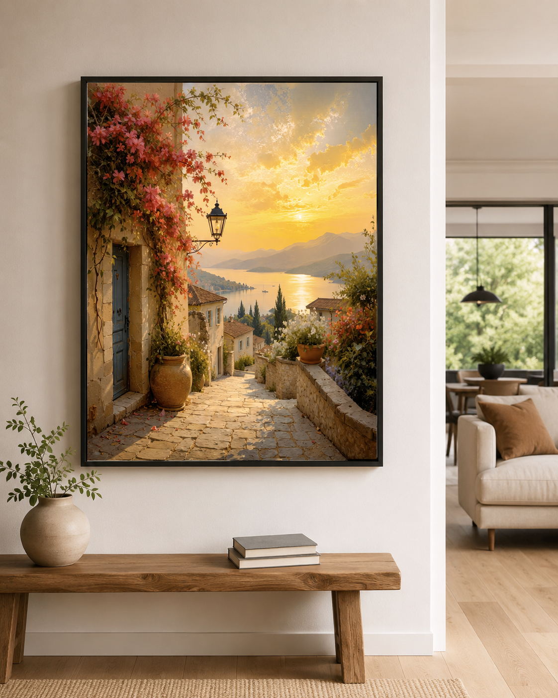 Mediterranean Coastal Canvas Wall Art | Golden Hour