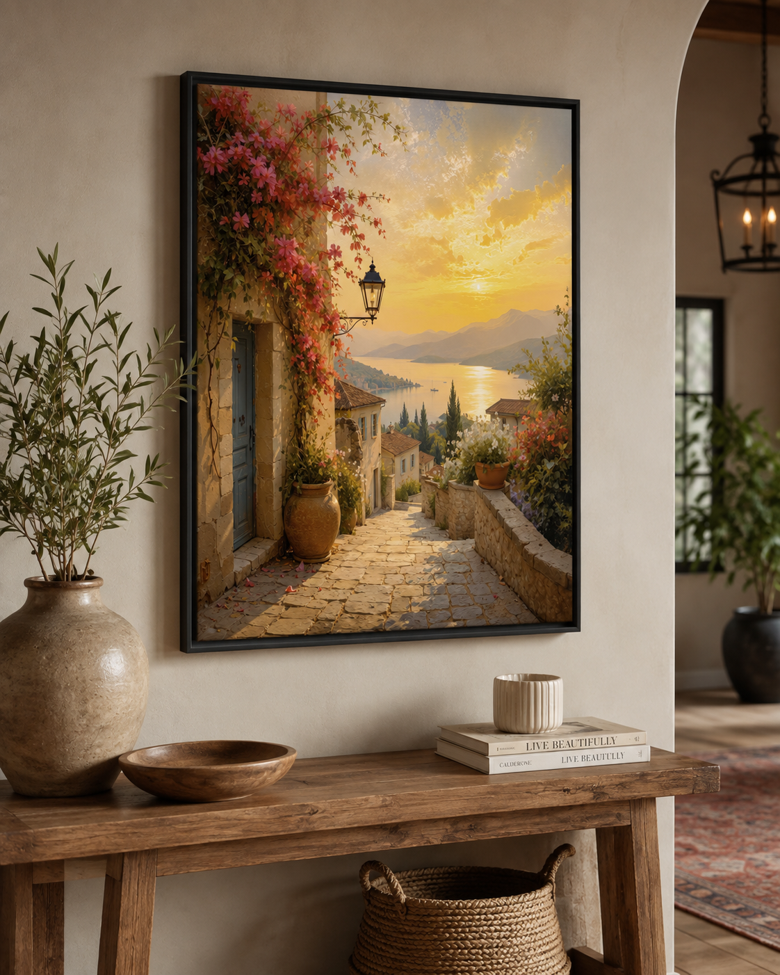 Mediterranean Coastal Canvas Wall Art | Golden Hour