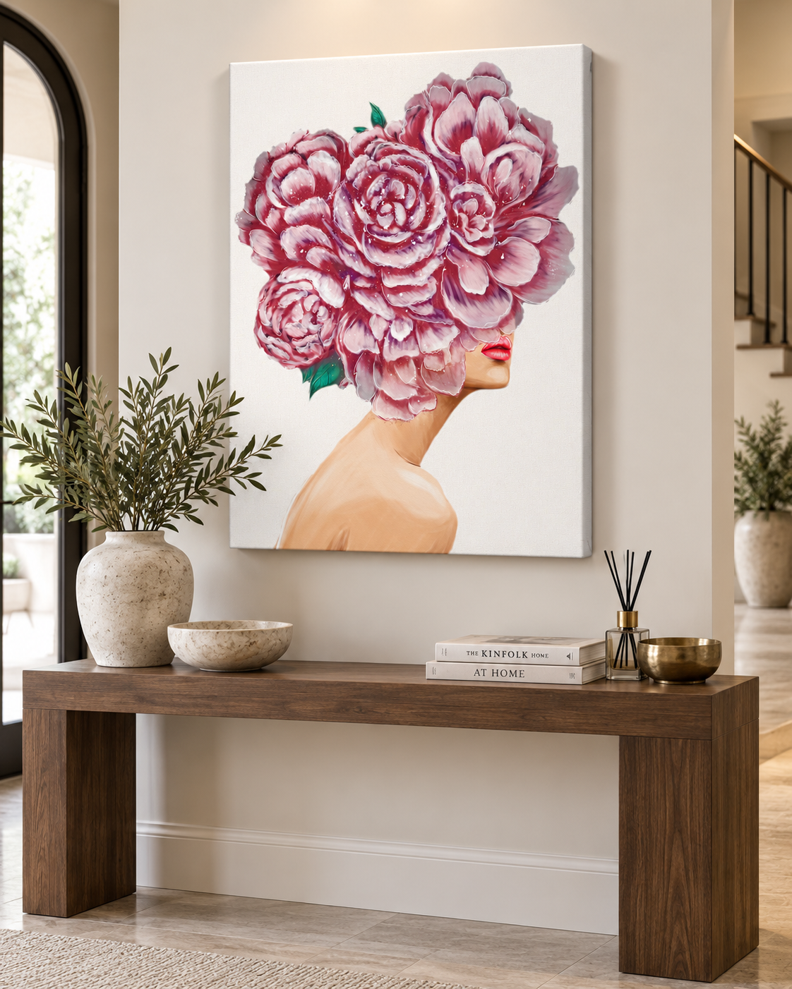 Bouquet Head — Floral Woman Portrait – botanical wall art, additional artwork view 4