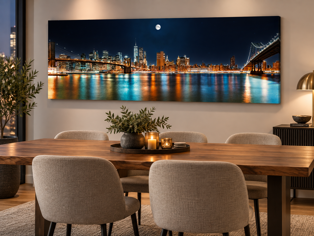 NYC Moon Skyline Panoramic – cityscape wall art, additional artwork view 3