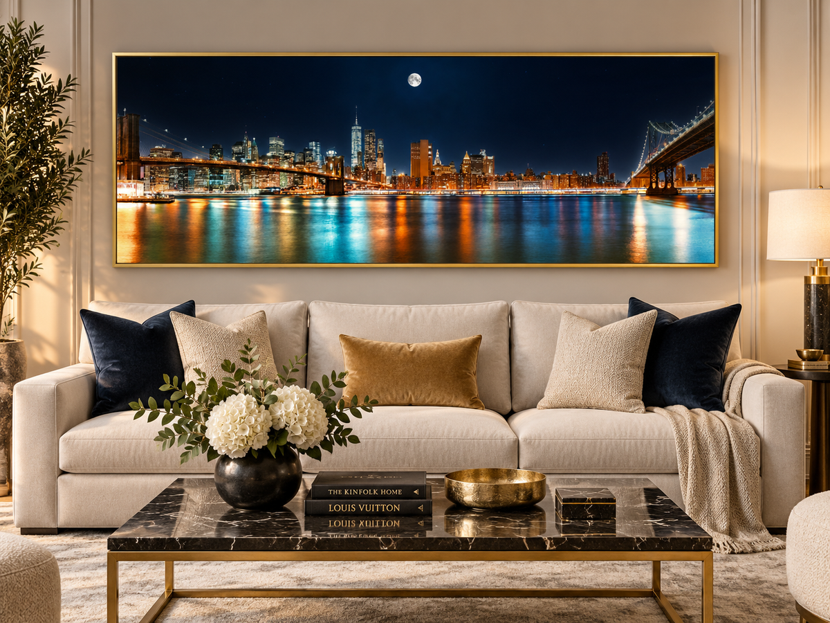 NYC Moon Skyline Panoramic – cityscape wall art, additional artwork view 5