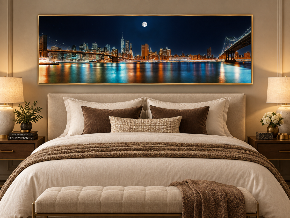 NYC Moon Skyline Panoramic – cityscape wall art, additional artwork view 6