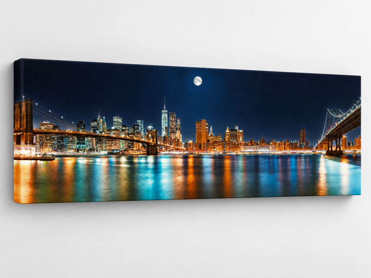 NYC Moon Skyline Panoramic – cityscape wall art, additional artwork view 8