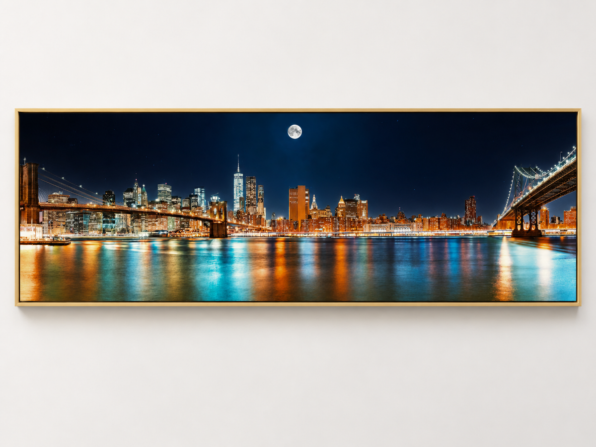 NYC Moon Skyline Panoramic – cityscape wall art, additional artwork view 9