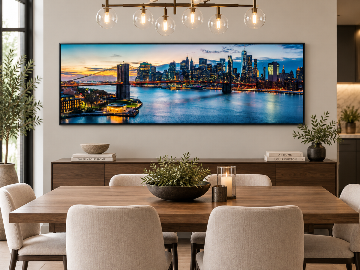 NYC Sunset Bridge Panoramic – cityscape wall art, additional artwork view 7