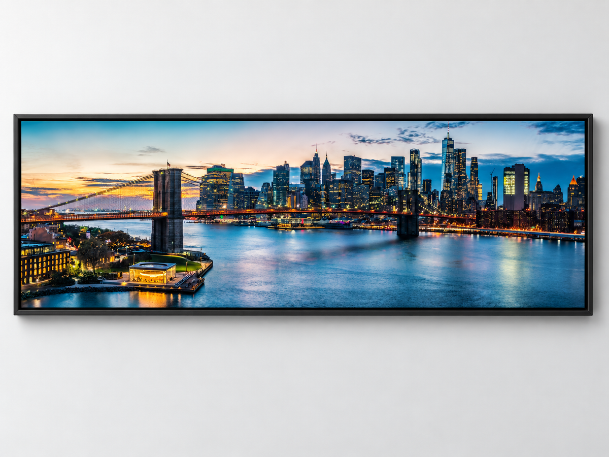 NYC Sunset Bridge Panoramic – cityscape wall art, additional artwork view 3
