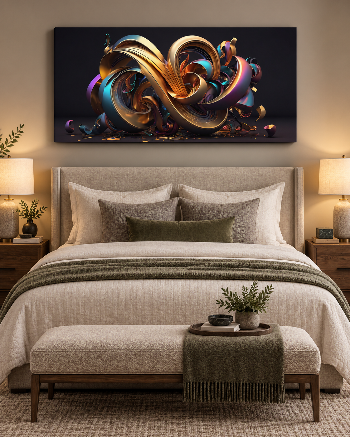 Golden Swirl Abstract Canvas Wall Art | Luxury 3D Art Print | Gallery Wrap & Gold Floating Frame | 2 Sizes