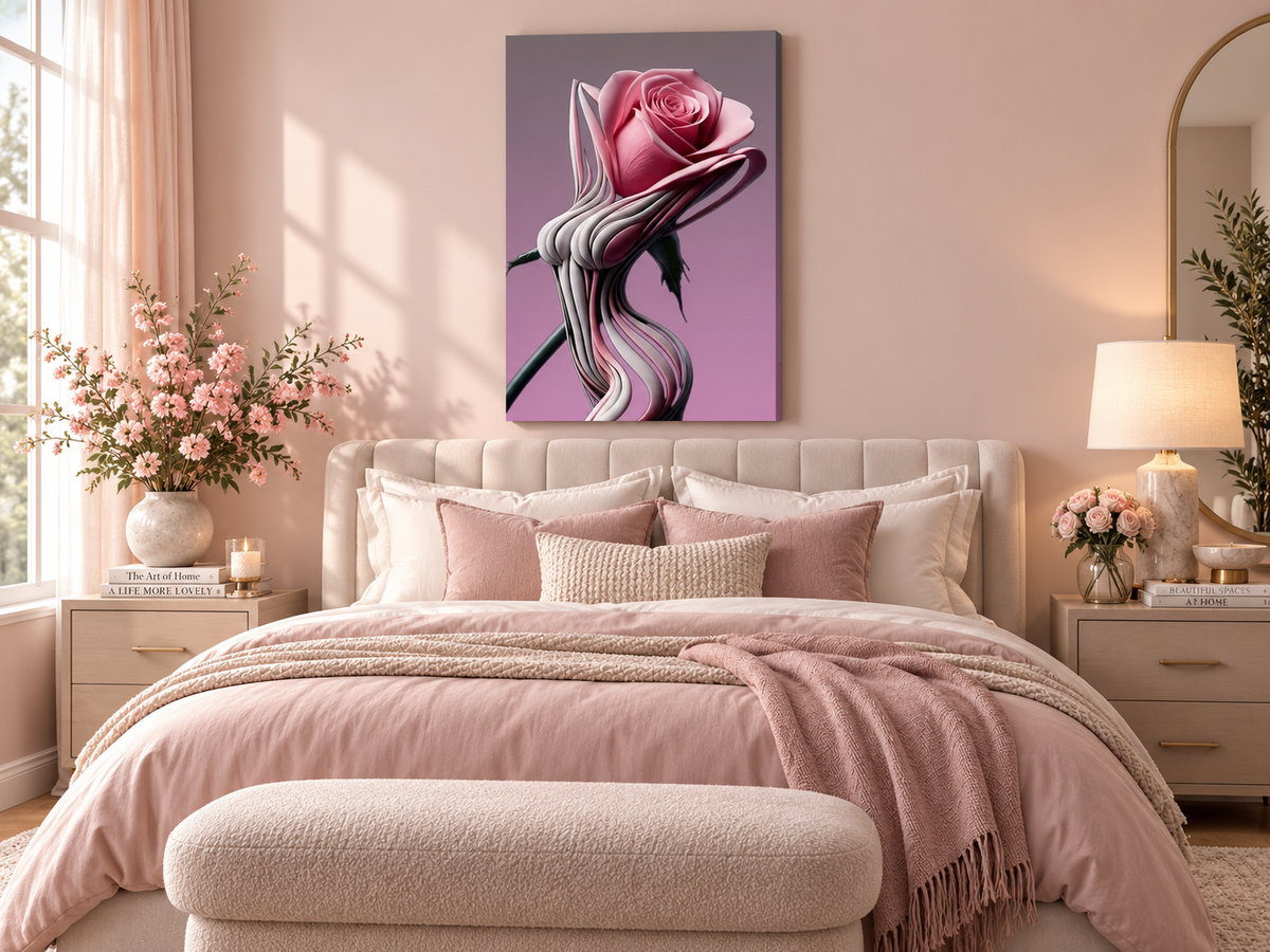 Sculpted Bloom – Contemporary Rose – botanical wall art, additional artwork view 4