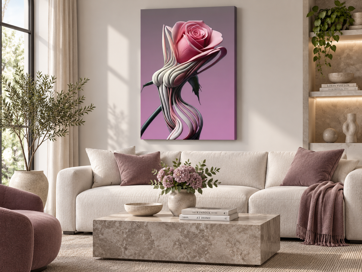 Sculpted Bloom – Contemporary Rose – botanical wall art, additional artwork view 5