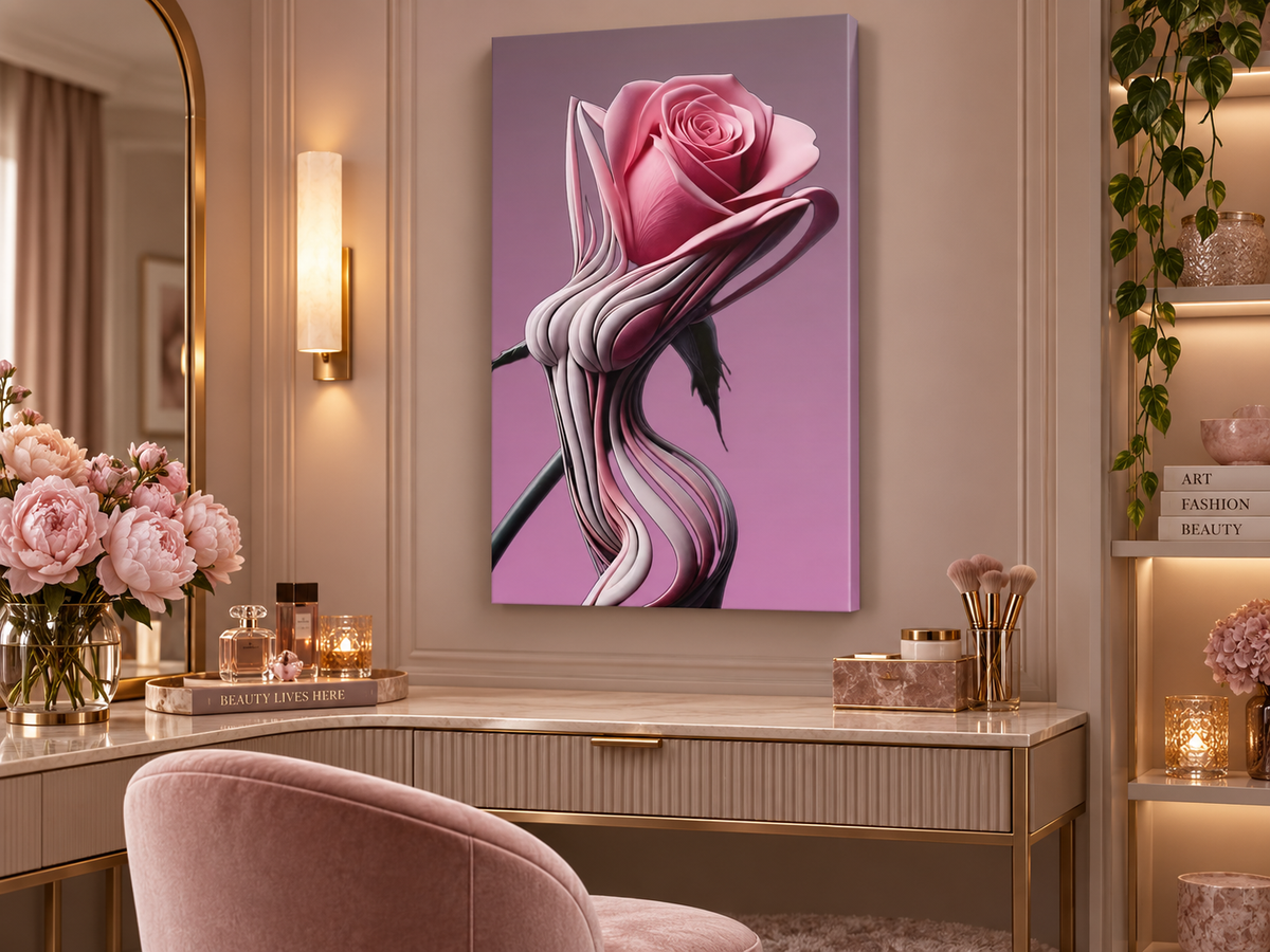 Sculpted Bloom – Contemporary Rose – botanical wall art, additional artwork view 6