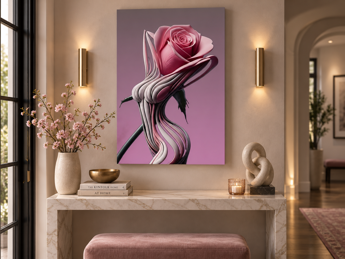 Sculpted Bloom – Contemporary Rose – botanical wall art, additional artwork view 7