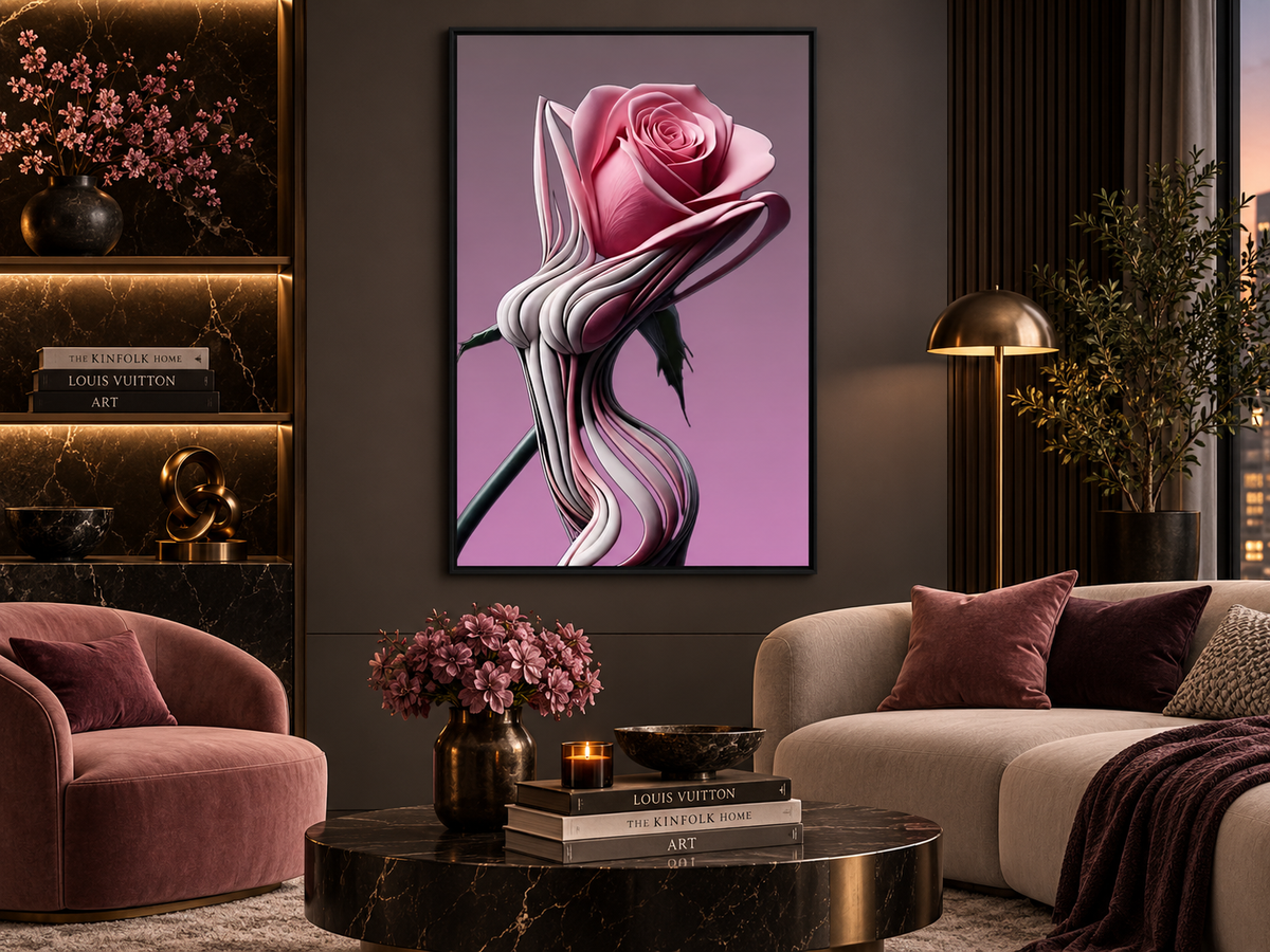 Sculpted Bloom – Contemporary Rose – botanical wall art, additional artwork view 8