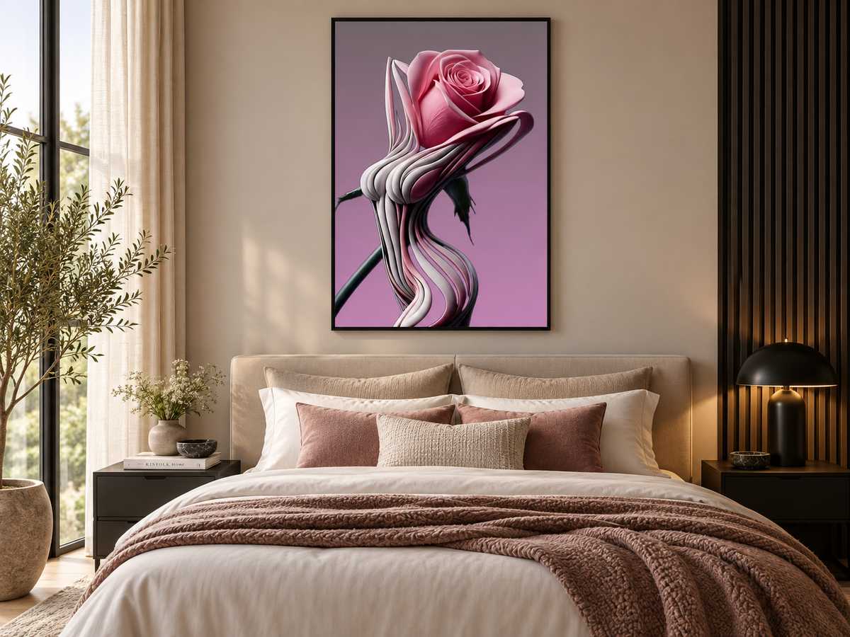 Sculpted Bloom – Contemporary Rose – botanical wall art, additional artwork view 9