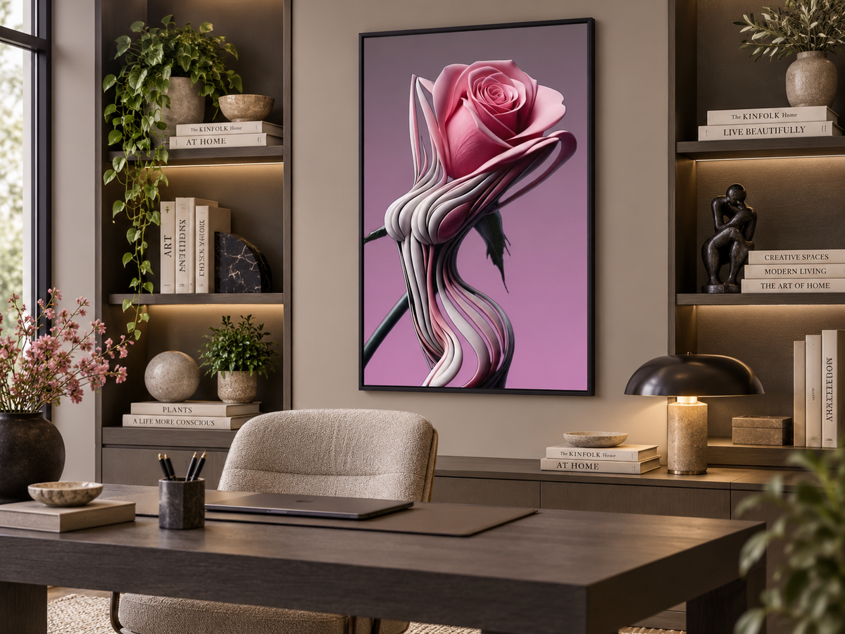 Sculpted Bloom – Contemporary Rose – botanical wall art, additional artwork view 10