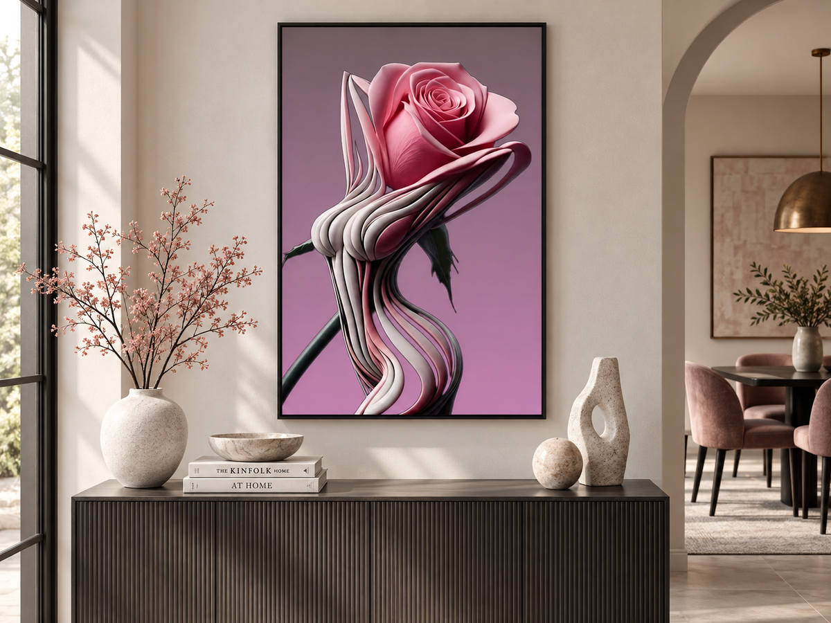 Sculpted Bloom – Contemporary Rose – botanical wall art, additional artwork view 3